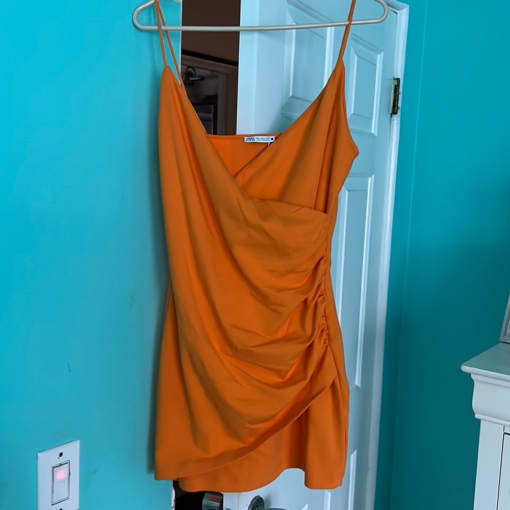 Zara Dress - orange Mini spaghetti strap dress.